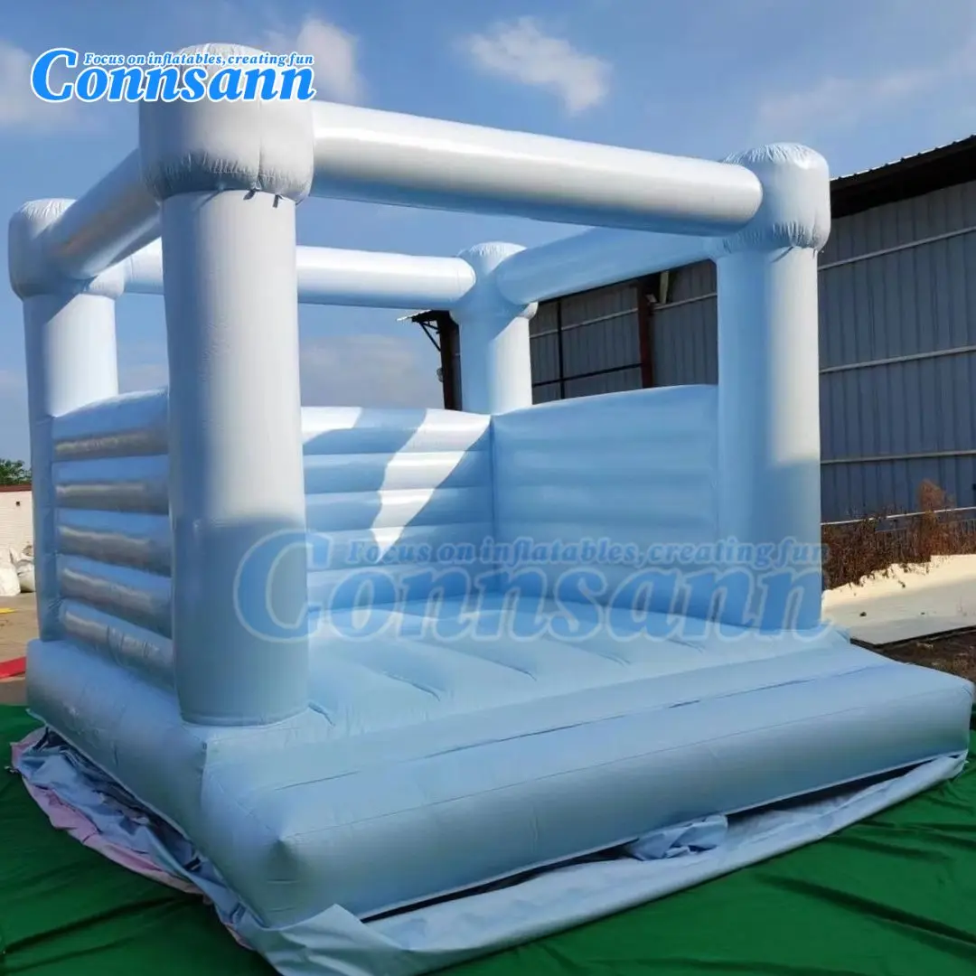 Casa de rebote inflable blanca, castillo hinchable para fiesta de boda, inflable con soplador personalizado