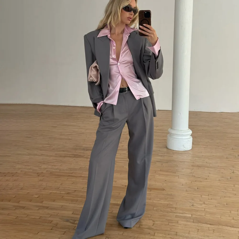 2025 가을 신상 단색 버튼 셔츠 여성 라펠 칼라 슬림 긴팔 탑 우아한 오피스 미니멀리스트 캐주얼 의상