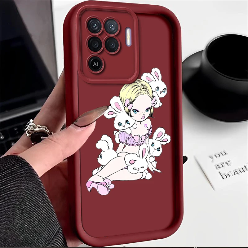 for OPPO A16E F23 A11X A53S PRO RENO 4G A5 FIND A94 8T X5 A52 soft Lovely shockproof cute girl phone case Casing