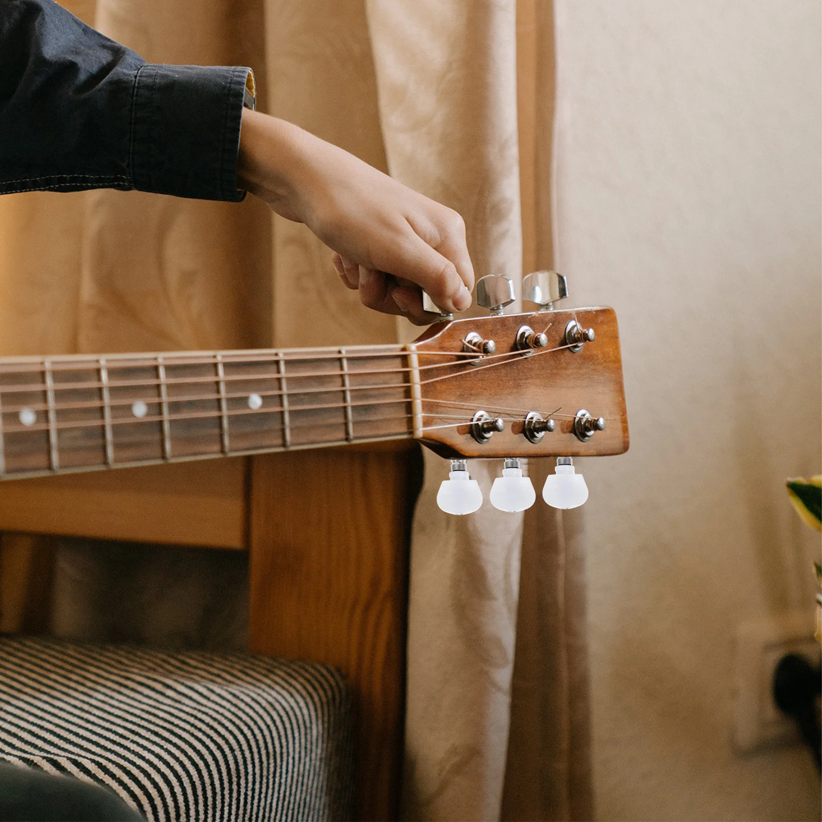 5 قطعة أوتاد ضبط البانجو مع 4 البطانات رأس شديد التحمل لقطع غيار ضبط سلسلة مستقرة Ha103 فضي