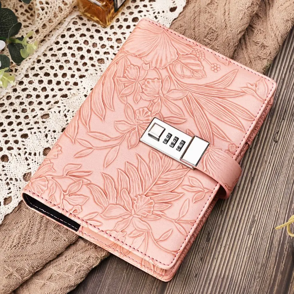 

224 Pages B6 Notebook Thickened PU Leather Cover Password Book with Lock Protecting Secrets Waterproof Student Notepad Gifts