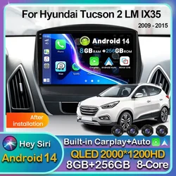 Android 14 Carplay Auto Car Radio For Hyundai Tucson 2 LM IX35 2009 2010 2011 2012 2013 2014 2015 Multimedia Player Stereo DSP