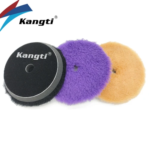 Kangti-disco de abrillantado para coche, almohadillas para pulir lana Natural, pulidor DA de lana de cordero, almohadillas de corte de espuma, Kits de herramientas abrasivas, 5/6 pulgadas