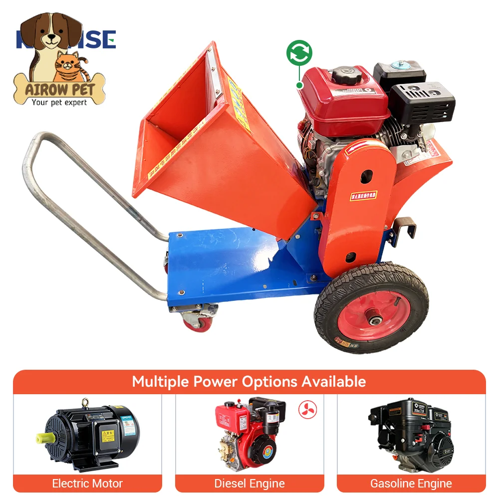 AIROW Mobile Straw and Branch Crusher for Versatile Biomass, Wood, and Feedstock Crushing