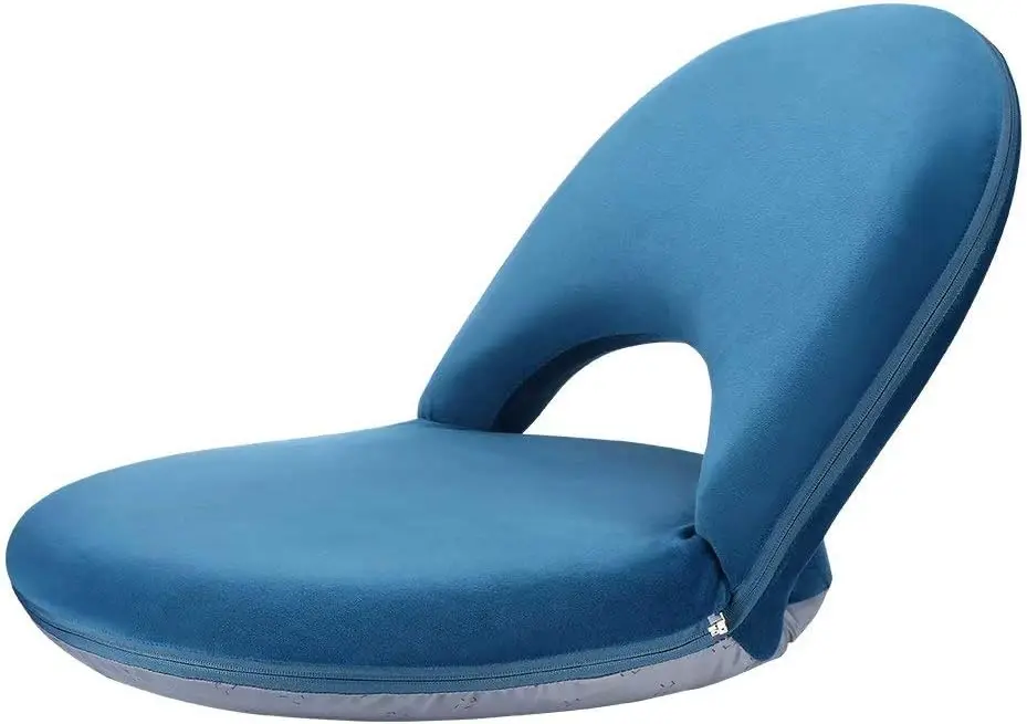 Nnewvante Floor Chair Back Support Chair Foldable Meditation Seating Suede-Like Fabric for Video-Gaming Reading Watching, Navy