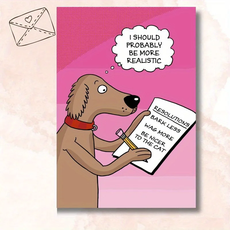 1pc, 2025 Happy New Year card, funny dog New Year card, New Year wishes card, New Year celebration party card