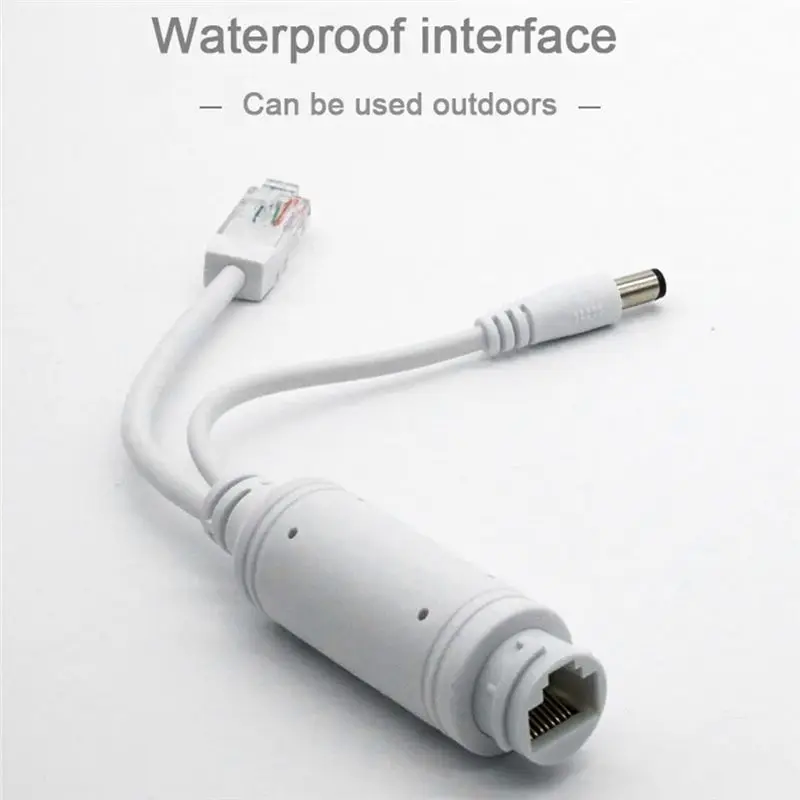 ABGI-10Pc POE Spliter مقاوم للماء مع فيديو Balun + كابل محول الطاقة وحدة إمداد حاقن 48 إلى 12 فولت لموسع كاميرا IP، Du