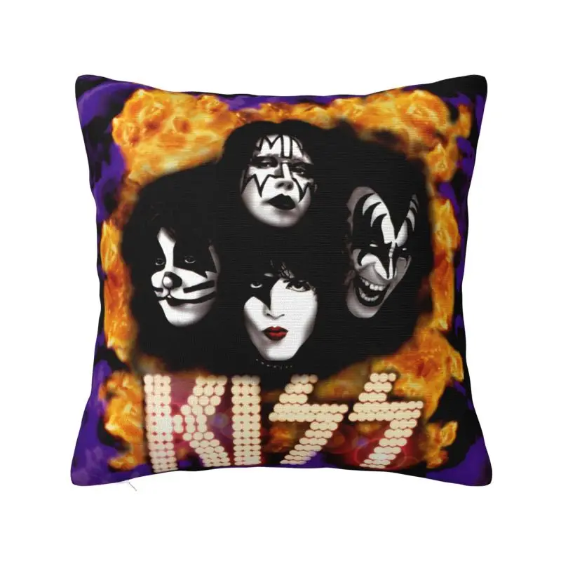 Custom Kiss Rock Roll Luxury Throw Pillow Cover Gorgeous Metal Heavy Band Sofa Cushion