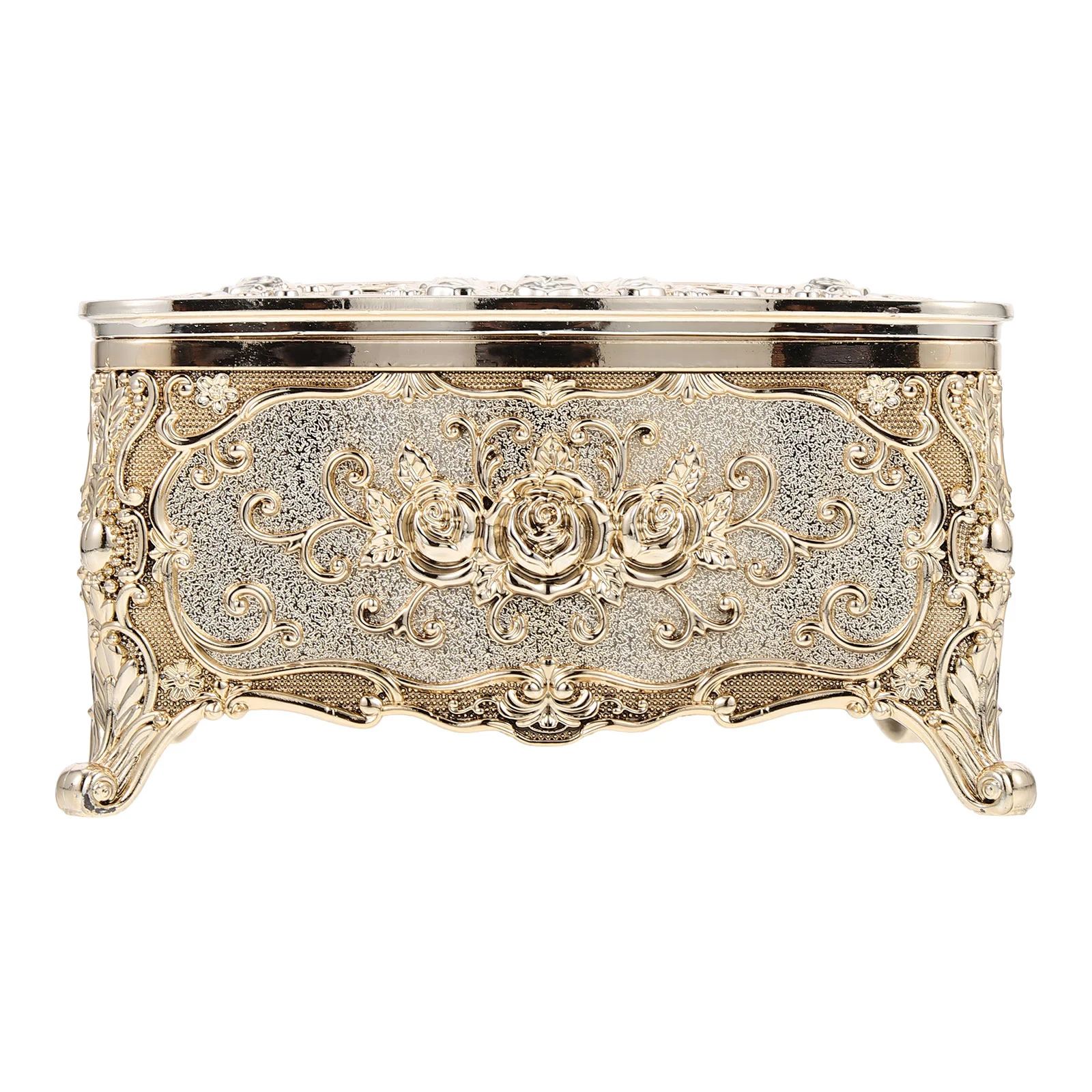 

Embossed Paper Box Desktop Decoration Unique Tissue Holder Towel Dispenser Container Gold