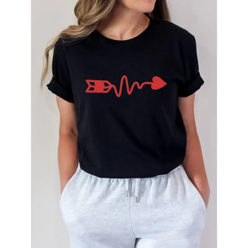 Heart Arrow Harajuku Fashion Women Girlfriend Gift Youthful Woman Clothes T-shirt Top Y2k Goth Shirts and Blouses & Tops