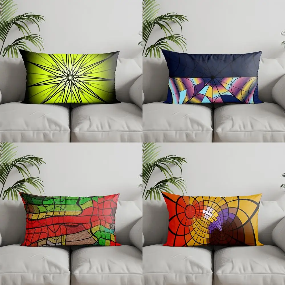 

Home Decor Colorful Stained Glass Pattern Pillows Suitable For Sofa Bedroom Car Pillow Cover Cushion Rectangular Back Cushion