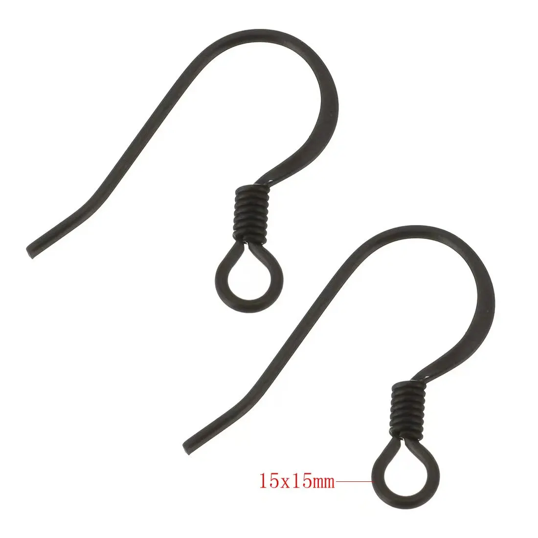 100Pcs Black Stainless Steel Earring Hooks 15x15x1.5mm Hypo Allergenic Earwire Clasp For DIY Earrings Jewelry Making Accessories