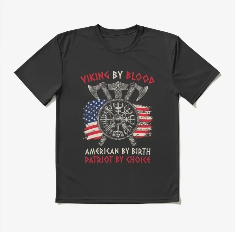 Norse Style American Birth  Blood Patriot T-Shirt 100% Cotton O-Neck Summer Short Sleeve Casual Mens T-shirt Size S-3XL