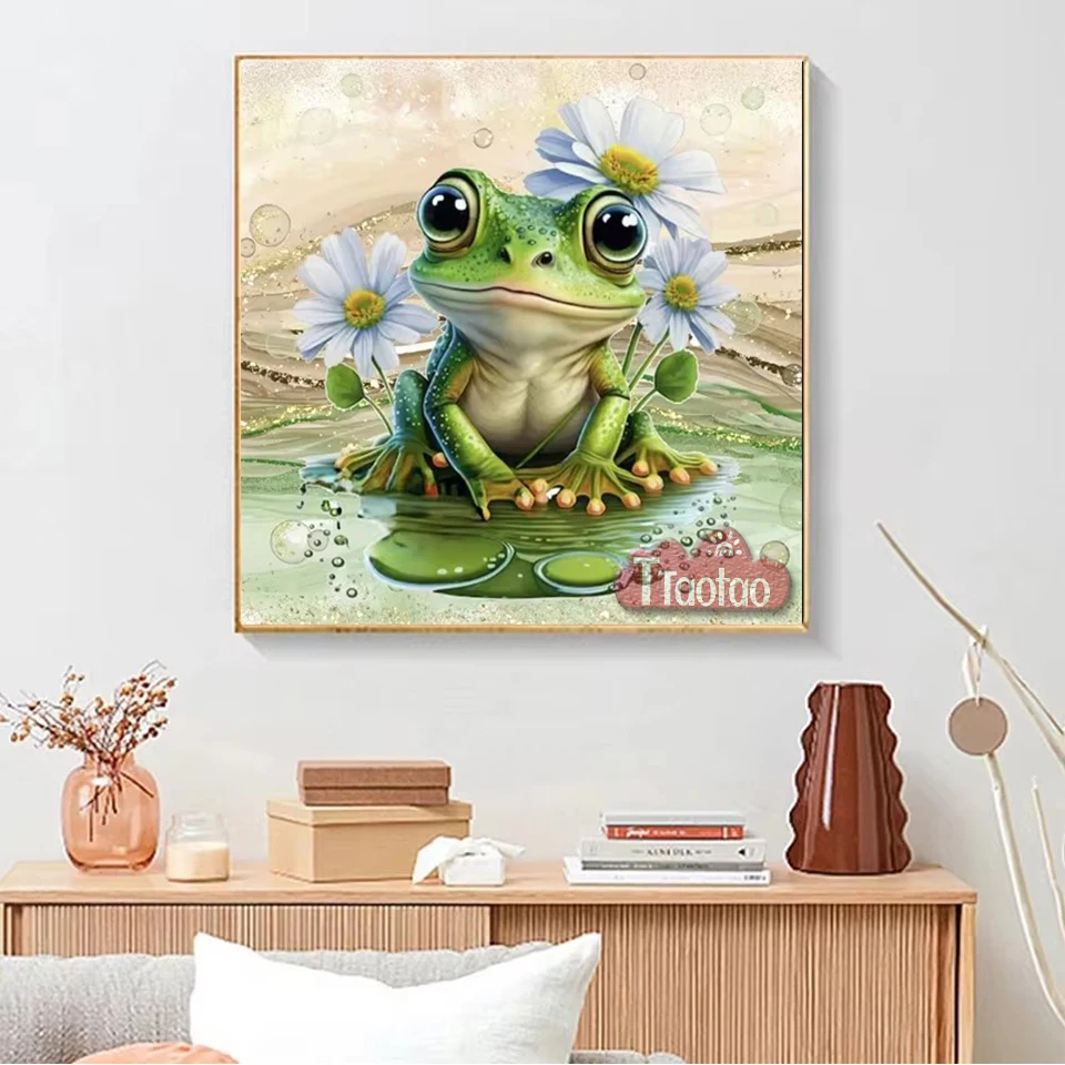 Cartoon Animal 5D DIY Full Square Round Mosaic Diamond Painting Pond Frog Flower Rhinestone Embroidery Home Art Decor Crafts