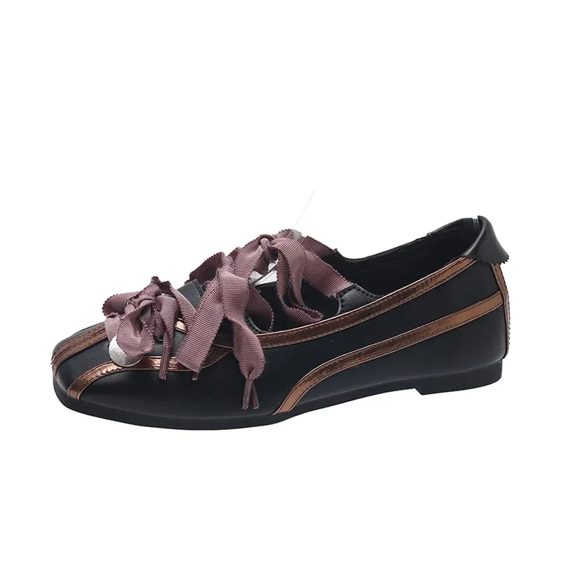 Bow Ballet Dance Designer Flats Casual Shoes Women Sandals Square Toe 2024 Trend Mary Janes Shoes Dress Shallow Zapatos Mujer