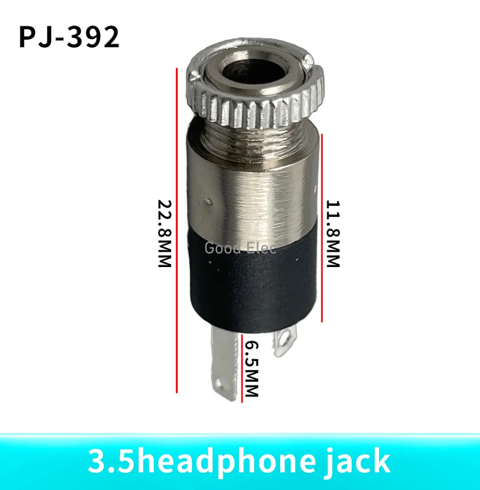 5PCS/LOT PJ392 3.5mm Stereo Female Sockect Jack with Screw 3.5 Audio Headphone Connector PJ-392