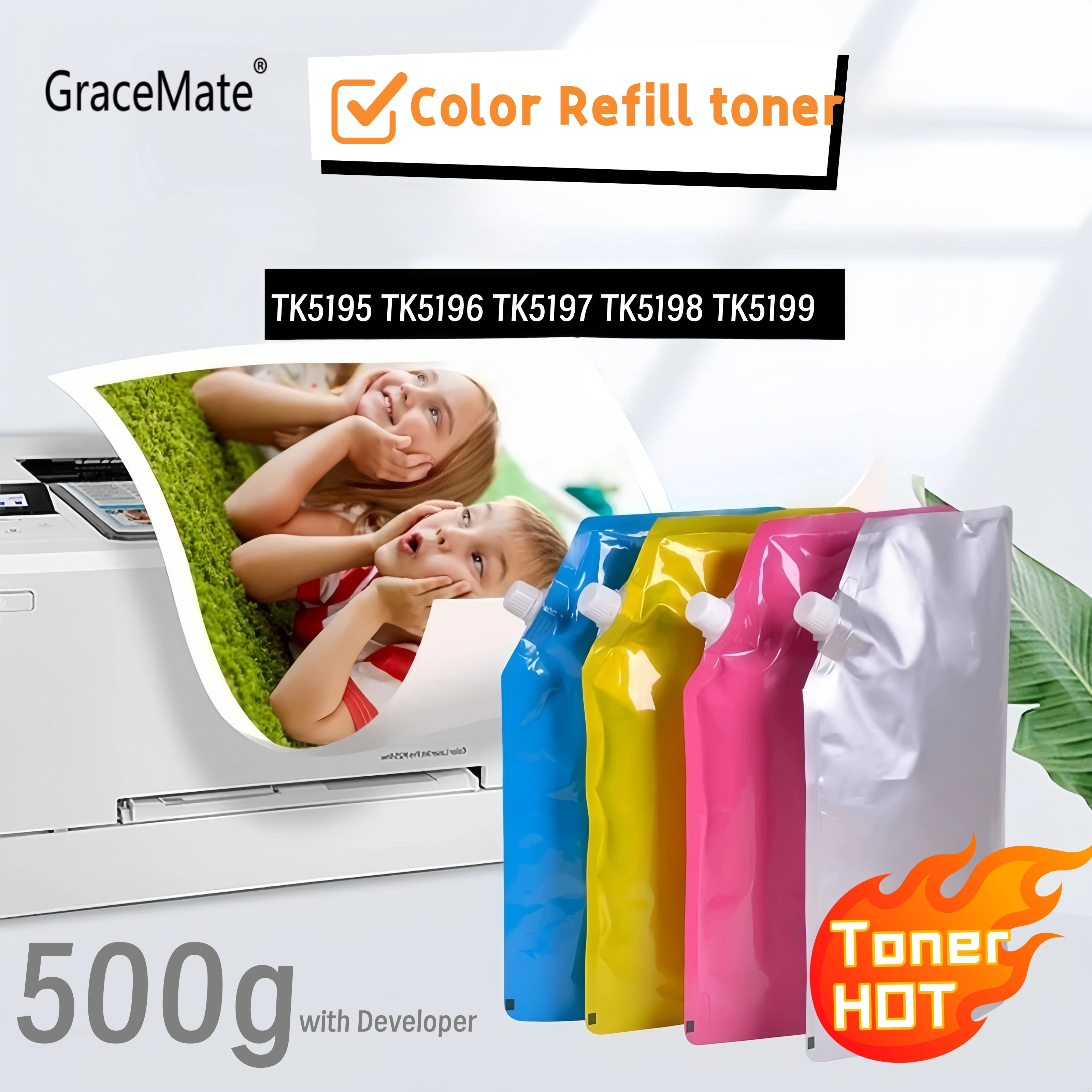 TK5195 TK5196 TK5197 TK5198 TK5199 Color Refill Toner Cartridge Powder Kit Compatible for Kyocera Mita TASKalfa 306ci Printer