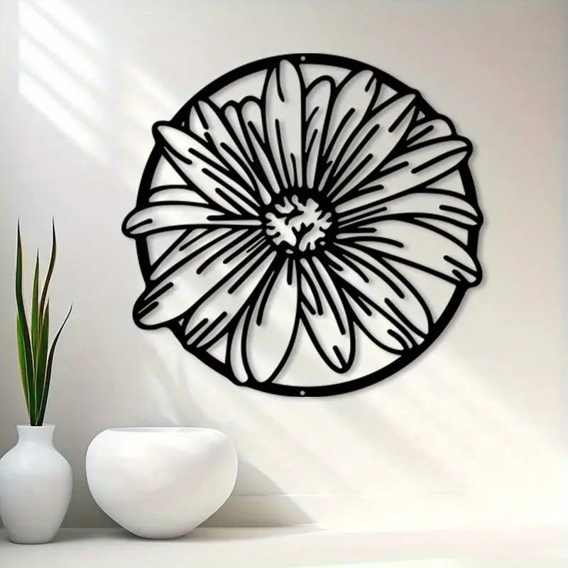 1pc Iron Hollow Flower Wall Art, Weather-Resistant Garden Patio Wall Decor