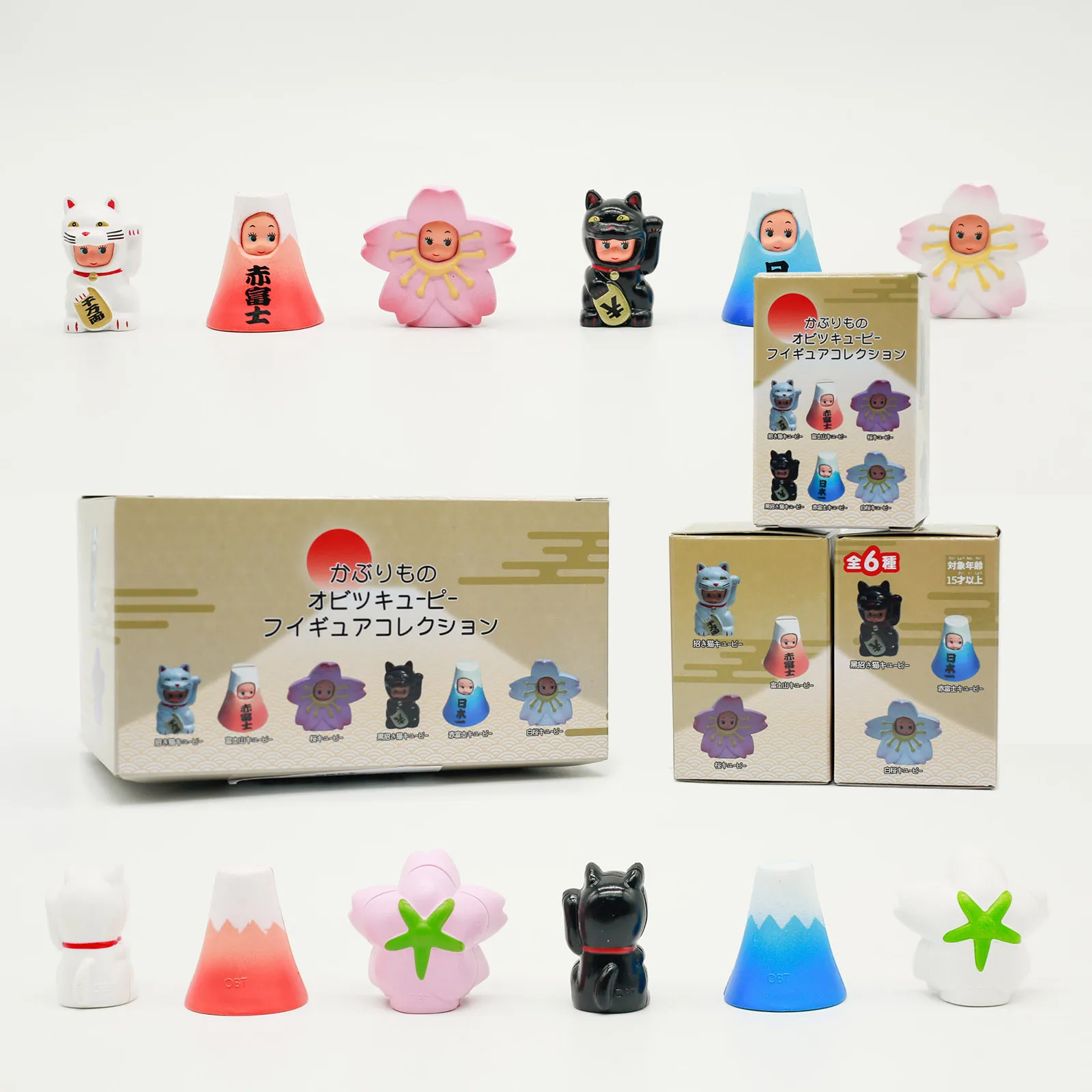 

Японская культура, милая детская кукла-чиби, вишневый цвет, гора Фудзи Манеки Неко, слепая коробка, игрушка, украшение для кошки, подарки на день рождения для детей