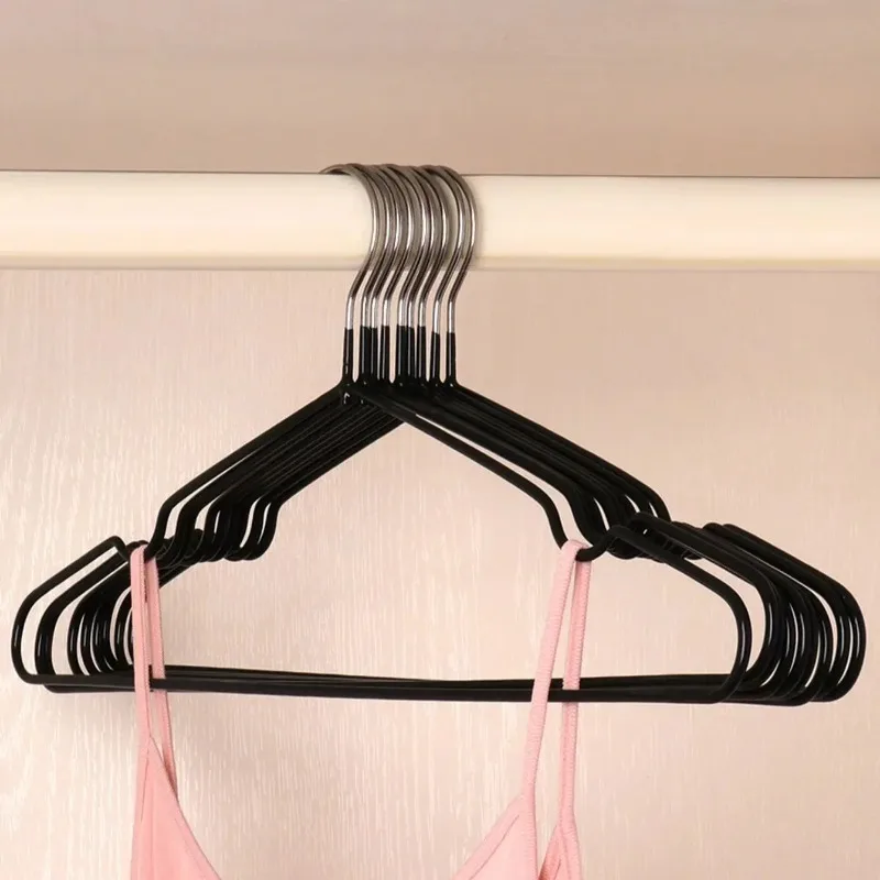 10pcs Non-Slip Coated Metal Suit Coat Hangers Clothes Hangers Metal Shirt Jacket Hanger with Round Notches for Dress