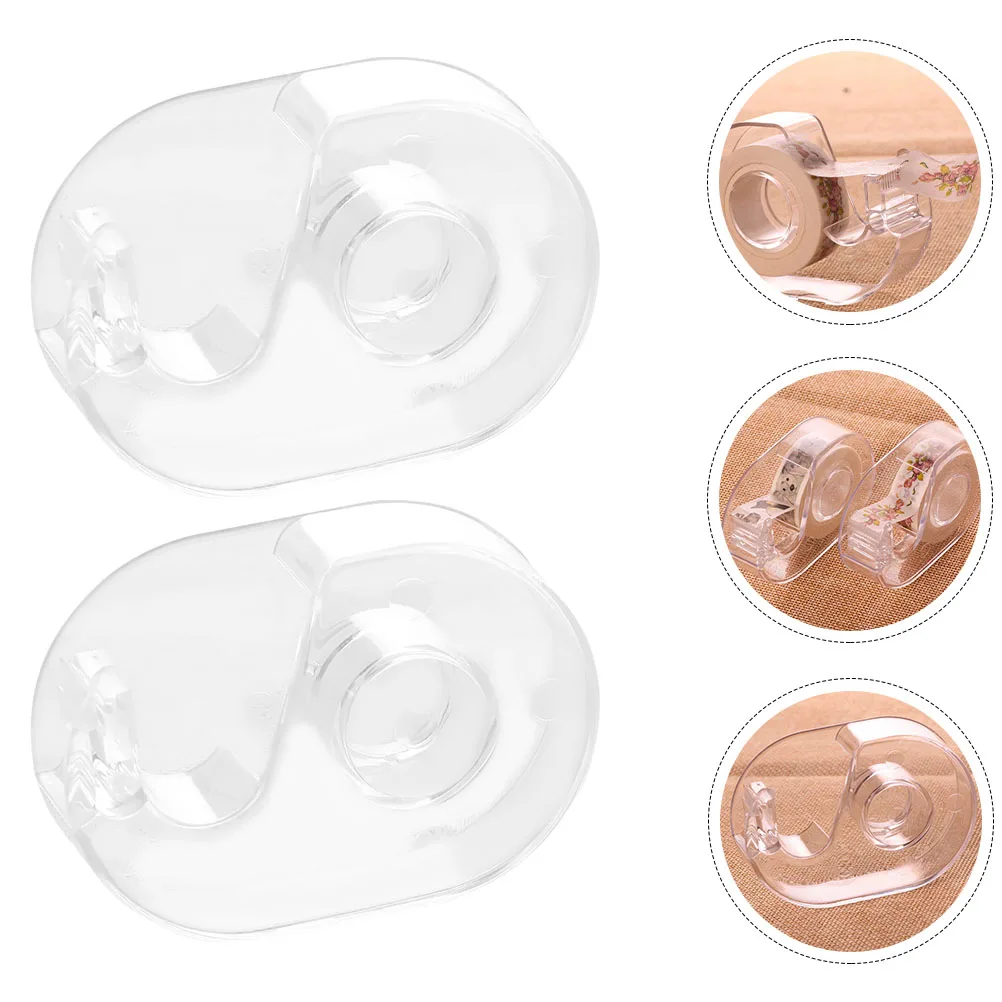 2 Pcs Tape Holder Office Dispenser Dispensers Stickers Portable Washi Mini Adhesive