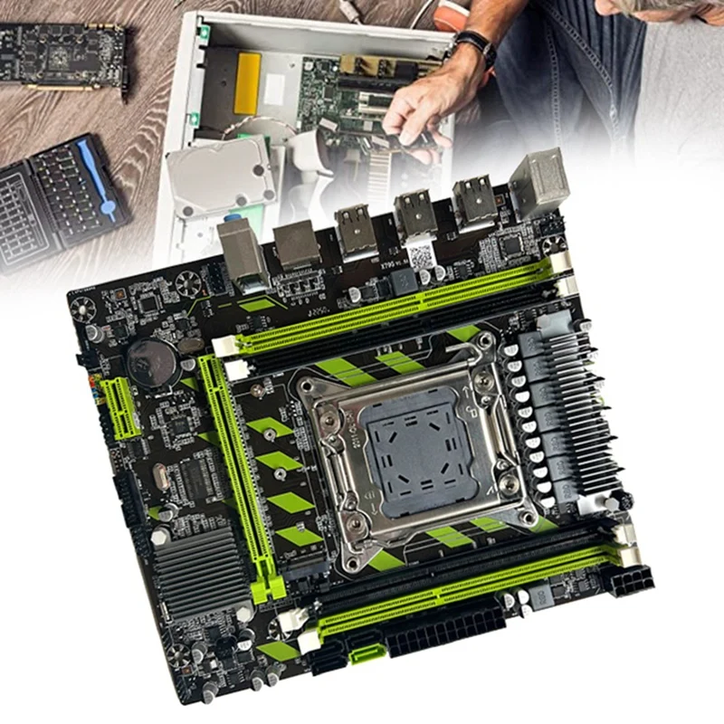 X79G LGA2011 Motherboard+E5 2670 V2 CPU+4X4G DDR3 RAM+Thermal Grease+SATA Cable Support M.2 NVME PCIE X16 USB2.0 SATA3.0