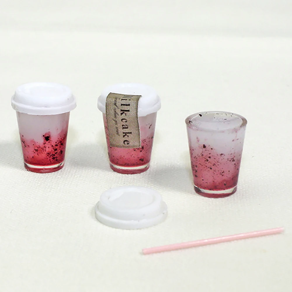 

1Pcs 1/12 Dollhouse Miniature Accessories Mini Resin Milk Cake Drink Cup Model Drinks Toy for Doll House Decoration ob11