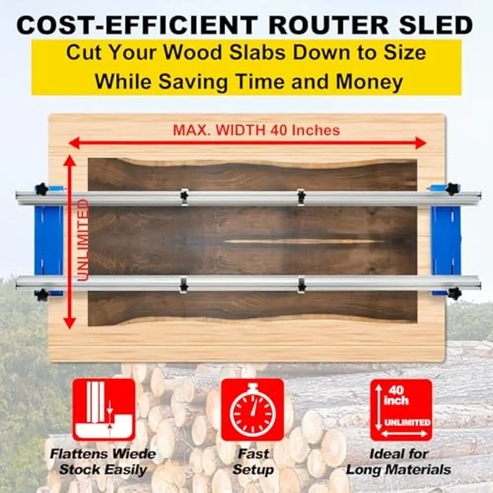 Adjustable Router Sled Jig Wood Slabs XYZ Axis Milling Guide w/Steel Brackets and Brush Wheel Compatible with Most Routers