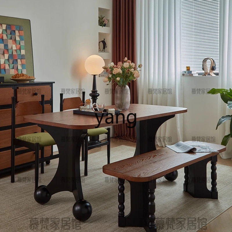 

YHM retro solid wood dining table small apartment home modern simple