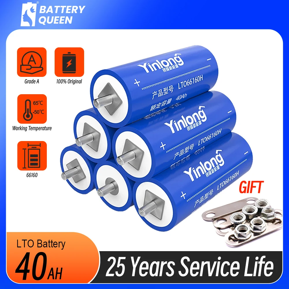 

Grade A YinLong 40Ah LTO batteries 18pcs Lithium Titanate Cells DIY Original for Electric Bus Vehicle Rail Road EV Car Audio