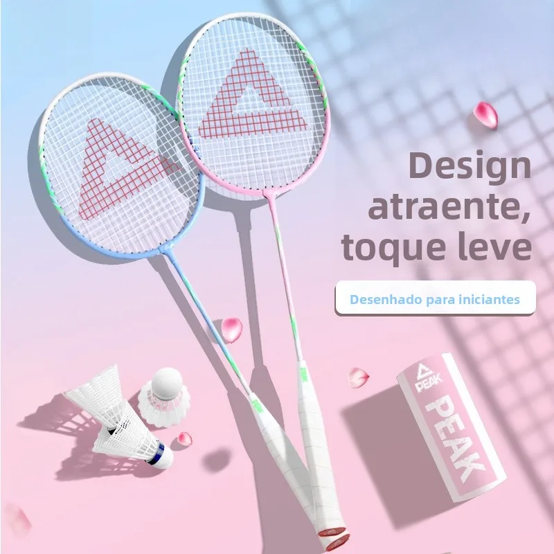 peak-ultra-light-carbon-fiber-badminton-racket-professional-competition-strong-impact-resistance-double-sided-beginner-set