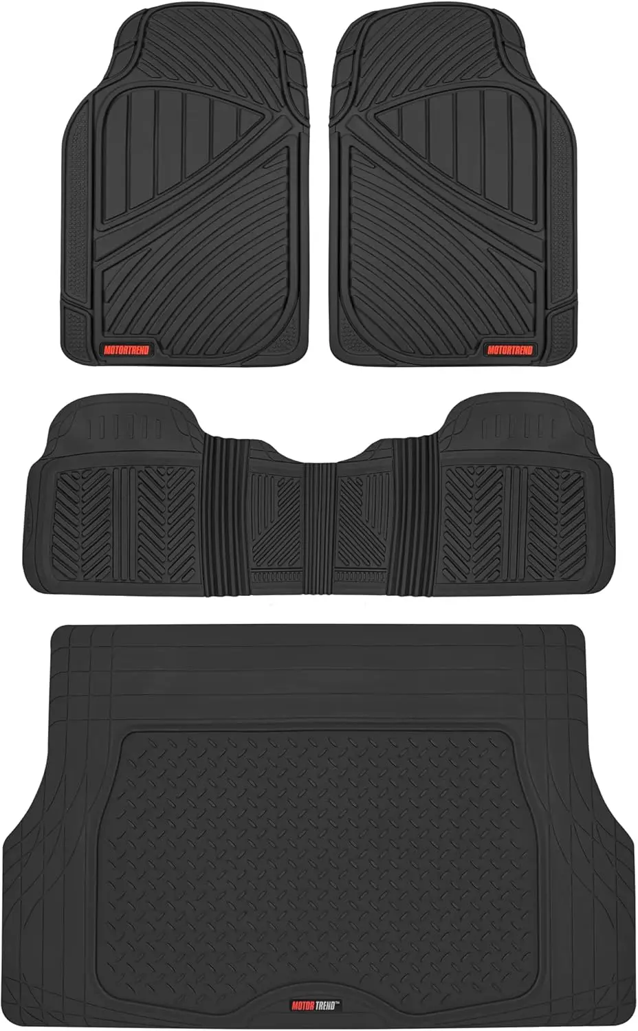

All Weather Rubber Car Floor Mats Full Set with Cargo Liner - Waterproof, No-Slip Grip for Cars, SUVs, Trucks