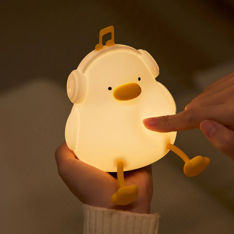 NEW LED Night Lights Duck Silicone Nightlight USB Rechargeable Lamp Cute Bedside Decor for Boys Girls Birthday Christmas Gift