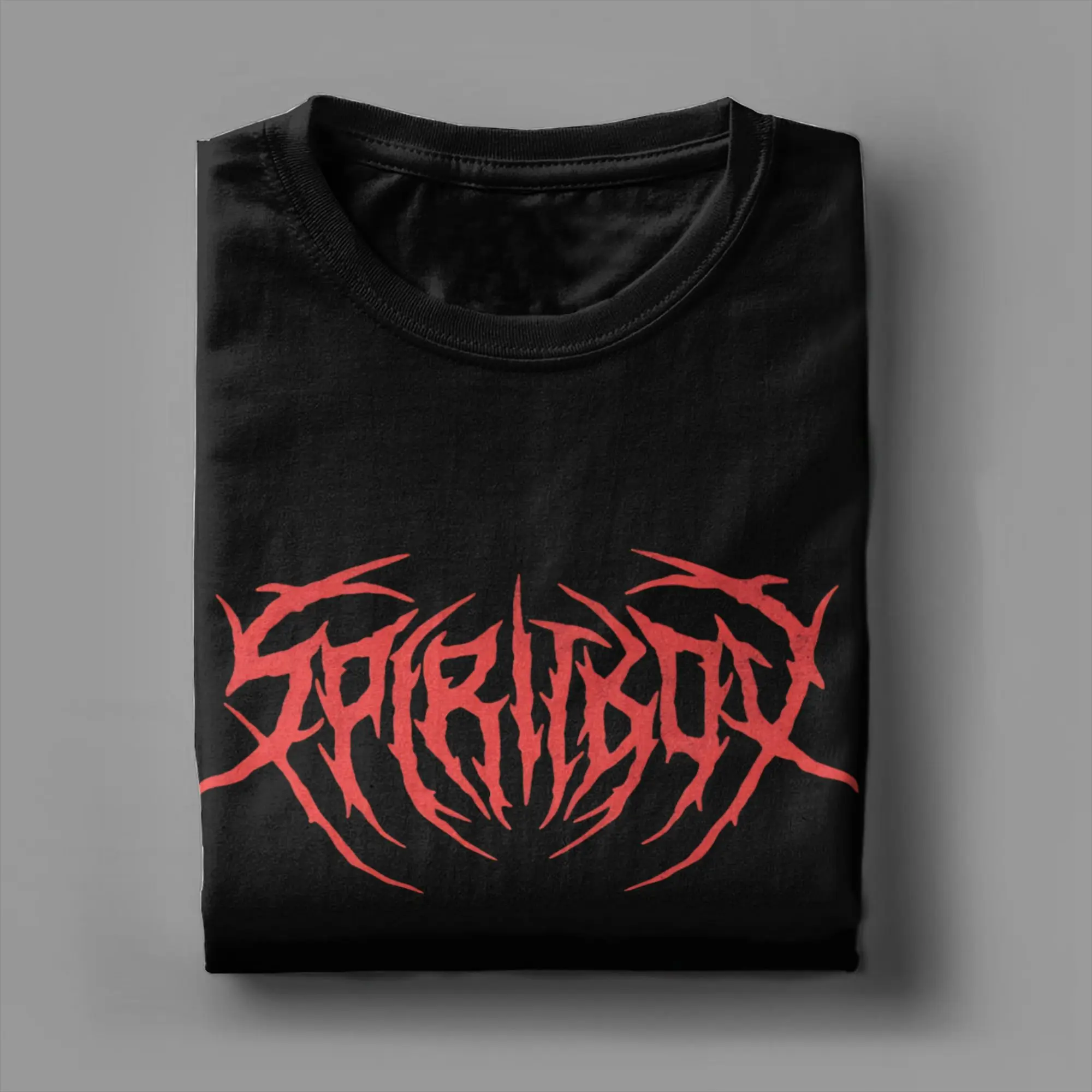 Fashion Spiritbox Red Thrash Metal Font Logo T-Shirts Men Round Collar Pure Cotton T Shirts  Short Sleeve Tees Graphic Clothes