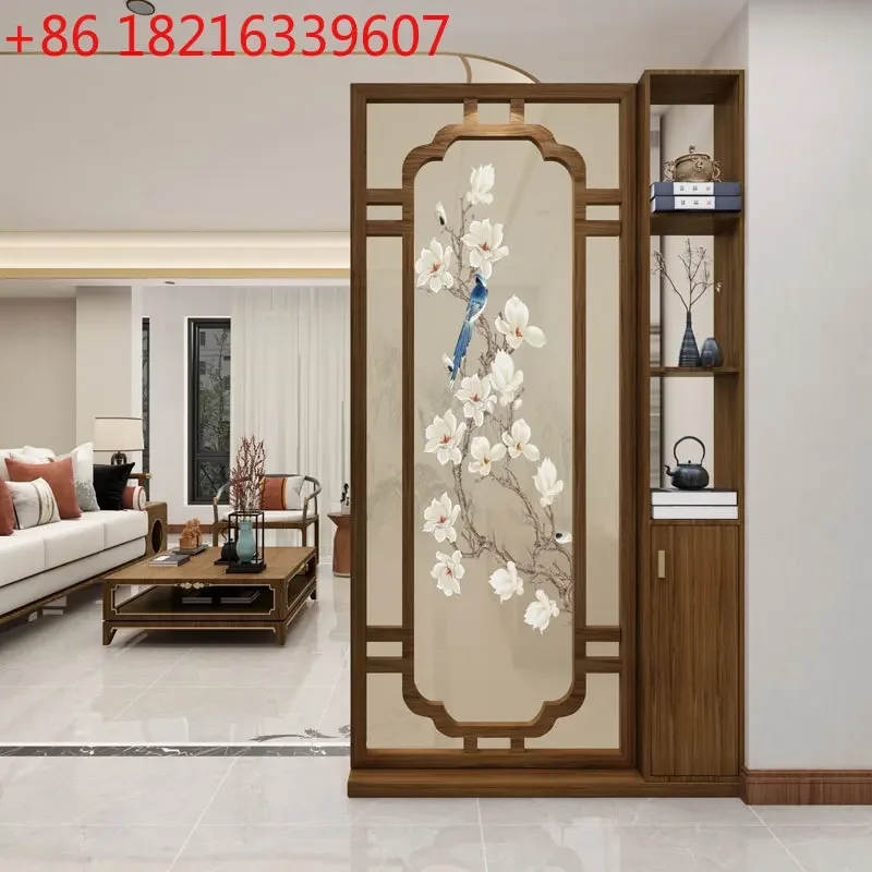 New Chinese-style solid wood screen partition living room entrance porch cabinet opposite door modern simple household