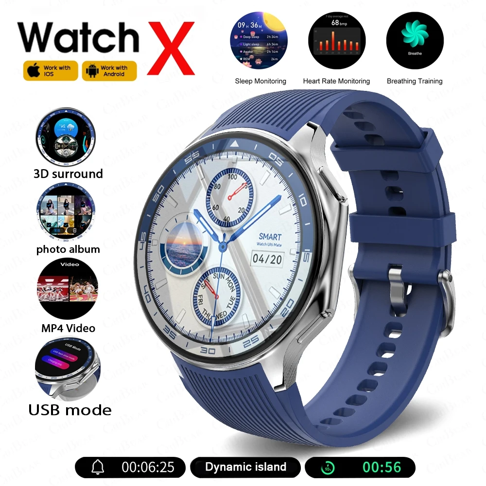 

OPPO Watch X Smart Watch Men NFC GPS Sports Watch AMOLED Screen 3D Surround 4GB Memory USB Flash Drive Voice Call Smartwatches