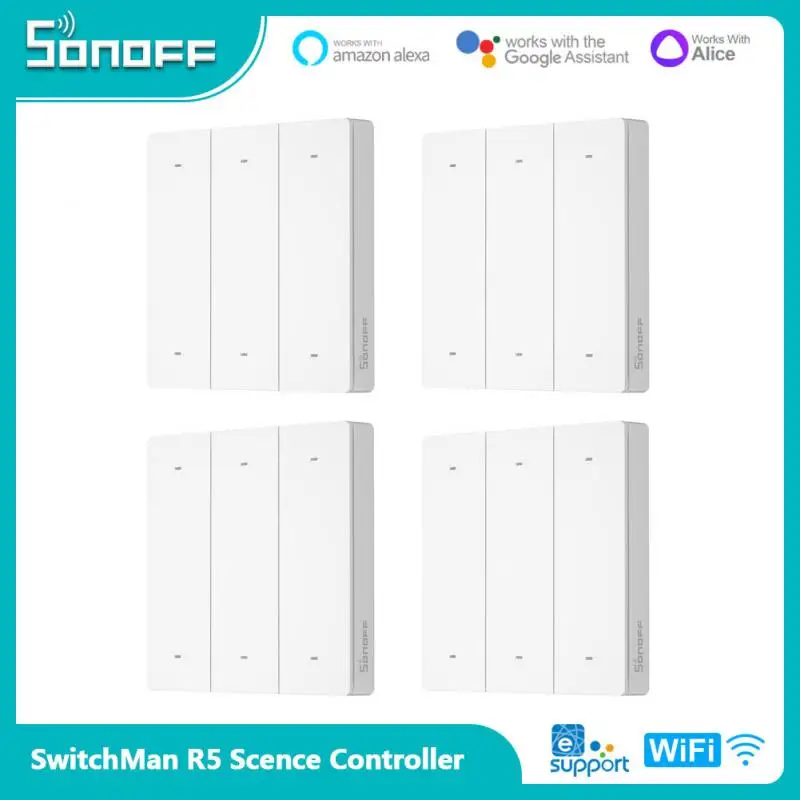 

SONOFF SwitchMan R5 Scene Controller With Battery 6-Key Free-Wiring EWeLink-Remote Control Works SONOFF M5/MINIR3 Smart Home