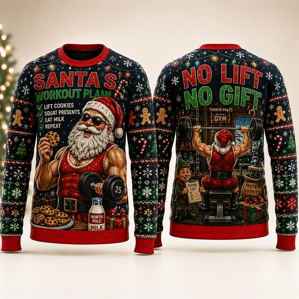 Santa Doesnt Get Drunk He Gets Jolly Christmas Sweater 3D Print Funny Beer Xmas Sweatshirt Unisex Holiday Party Novelty Gift Top