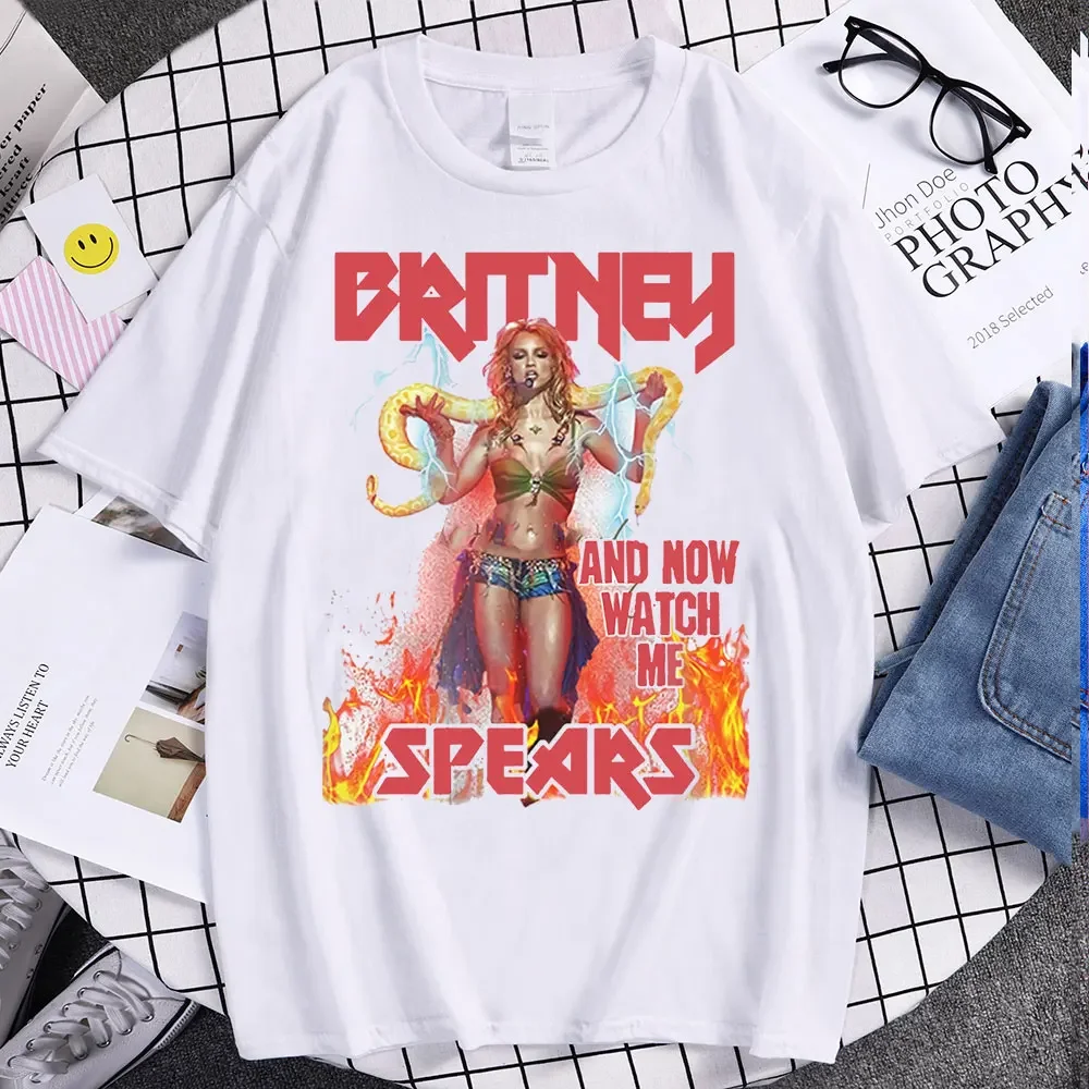 Men T-Shirts Fashion Britney Spears Beautiful Photo Print Tshirt Summer Classic Casual T Shirt Black Crew Neck Comfortable Tees