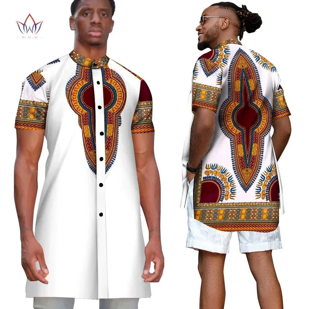 Mens Camisa de Manga Curta Dashiki Tops Camisa para Homens Slim Fit Partido Tradicional Camisas Homens Africanos Vestuário Stand Pescoço 6XL Kg1107