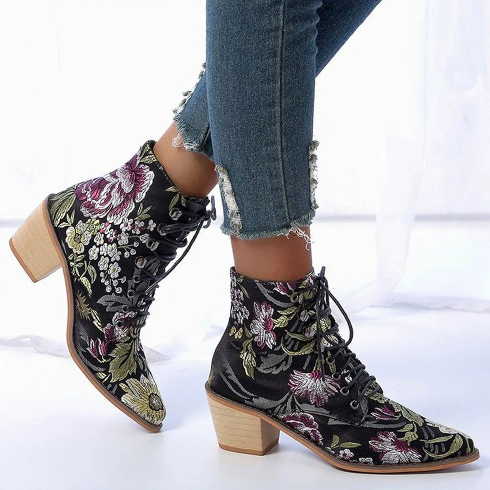 Women’s Ethnic Embroidered Ankle Boots 3