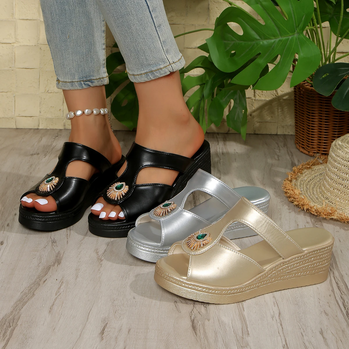 

Women Summer Beach Wedges Sandals Women Heels Platform Sandals Fashion Flower Slippers Outdoor Shoes sandalias De Mujer