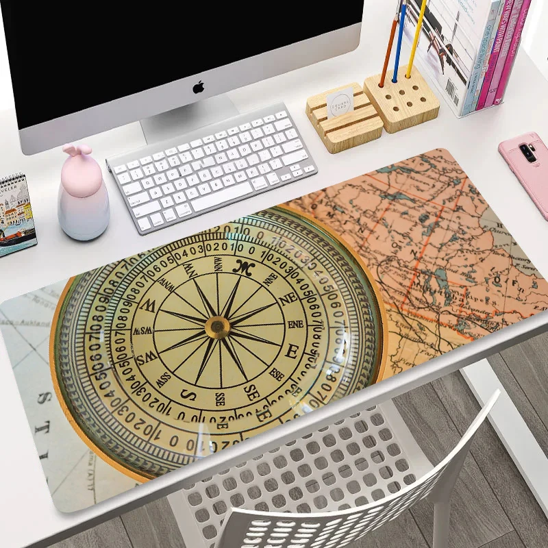 

Compass Large Mouse Pad Map Navigation New Mousepad XXL Gameing Mechanical Keyboard Mat Natural Rubber Office Soft Table Mats