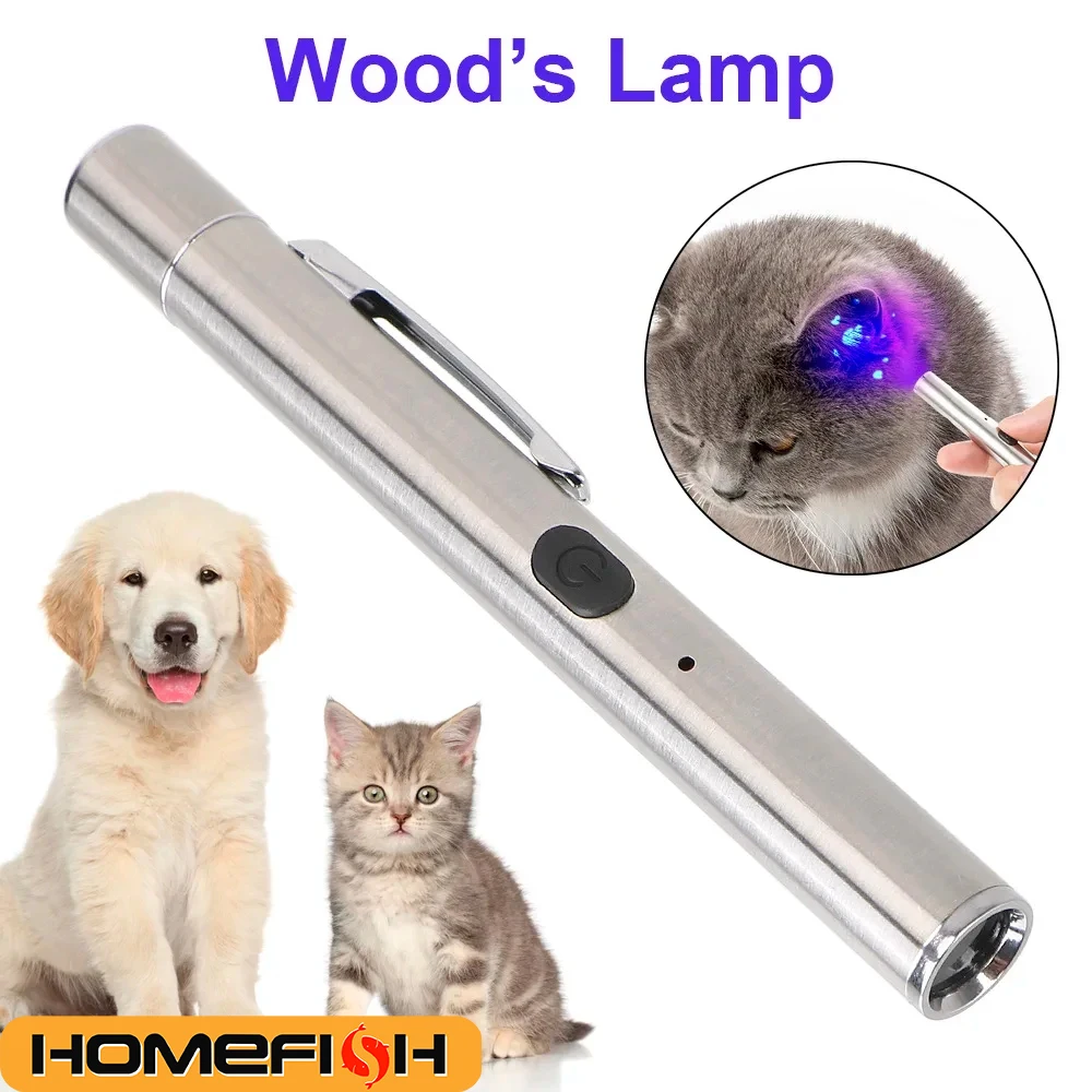 Waterproof UV Light Flashlight for Fungus Detection, Black Mirror, Cat Moss Tinea Veterinary Wood Lamp, Skin Examination, 365