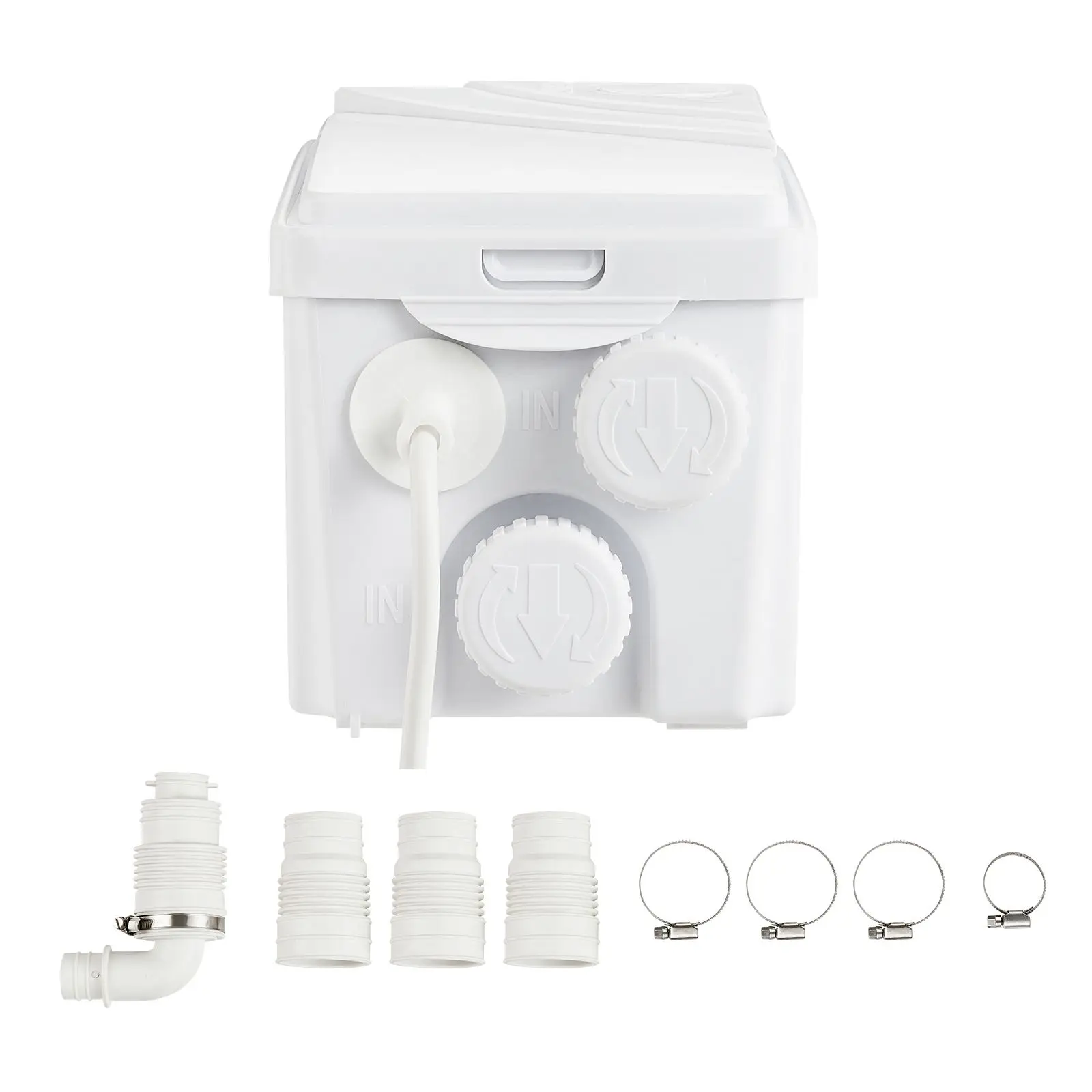 Macerator Pump, 350W, 6000 L/h Flow, 23 ft/7 m Head, Sewerage Sump with 3 Water Inlets for Basement, Kitchen, Sink, Shower