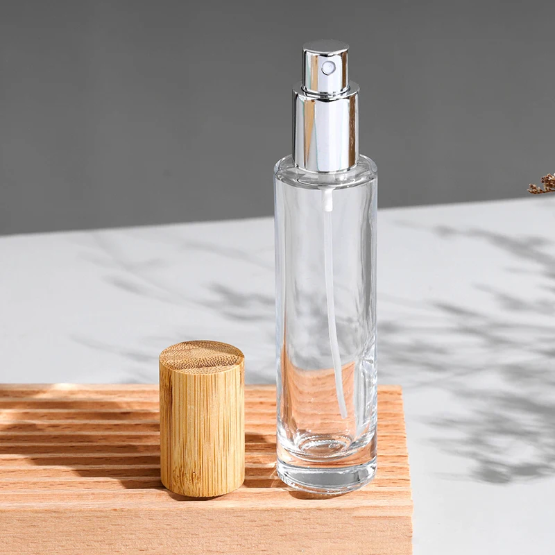 30/50/100 مللي غطاء من الخيزران رذاذ فارغ إعادة الملء زجاجة الحاويات ماكياج المياه البخاخة زجاجة حاوية فارغة زجاجة السفر