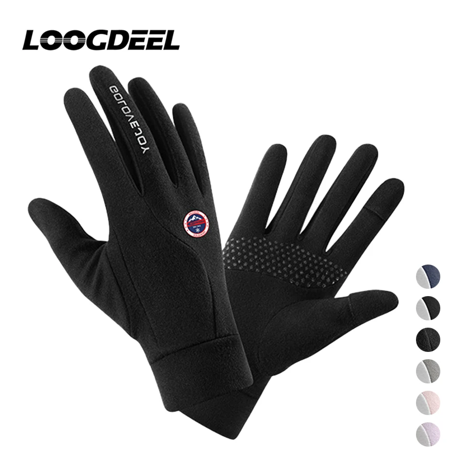 LOOGDEEL Ski Lined Gloves Women Outdoor Cycling Warm Waterproof Touch Screen Non-slip Wear-resistant Running Skiing Gloves Men