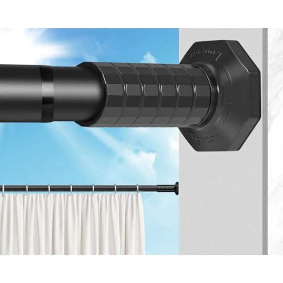 

Tension Curtain Rod 51-148In 4.25-12Ft,Long Curtain Rods No Drilling for Window Patio, Heavy Duty Adjustable Shower Curtain Rod