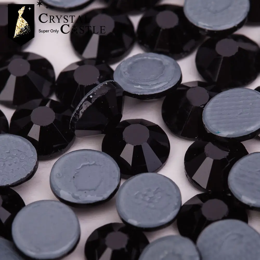 Crystal Castle 4A Flatback Rhinestone Black Jet Non Hot Fix Crystal None Glue No Hotfix Strass Rhinestones For Nail Art