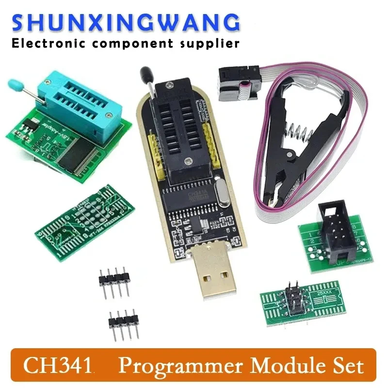 Original CH341A/B 24 25 Series EEPROM Flash BIOS USB Programmer Module + SOIC8 SOP8 Test Clip For EEPROM 93CXX / 25CXX / 24CXX